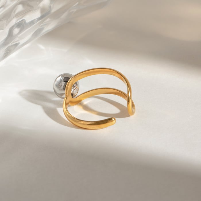1 Paar Simple Series Daily Line Edelstahl 18 Karat vergoldete verstellbare Damenringe h5Bild6