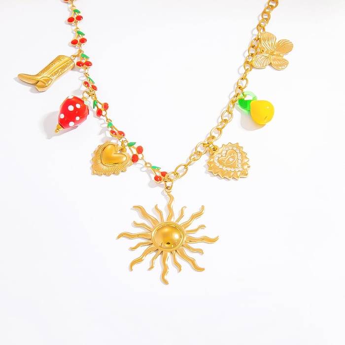 1 piece luxurious series sweet heart stainless steel  gold color plated rhinestone women's pendant necklaces h5Picture9