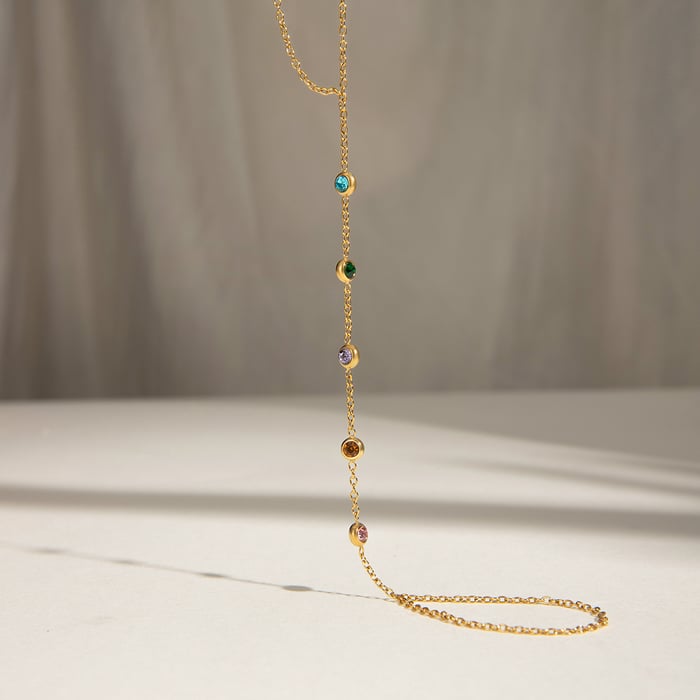 1 piece luxurious series sweet line stainless steel  gold plated rhinestone women chain bracelets h5Picture5