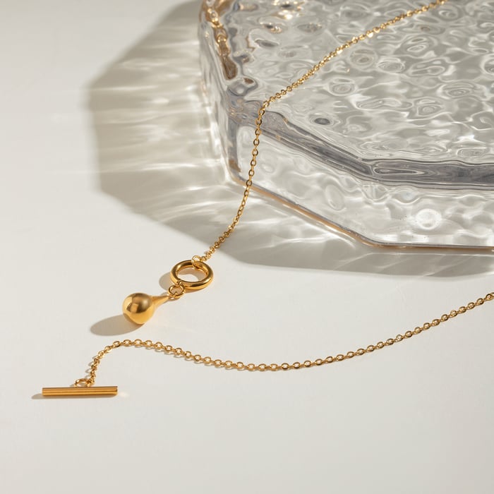1 Stück Simple Series Daily Droplet Edelstahl 18 Karat vergoldet Damen-Anhänger-Halsketten Bild5