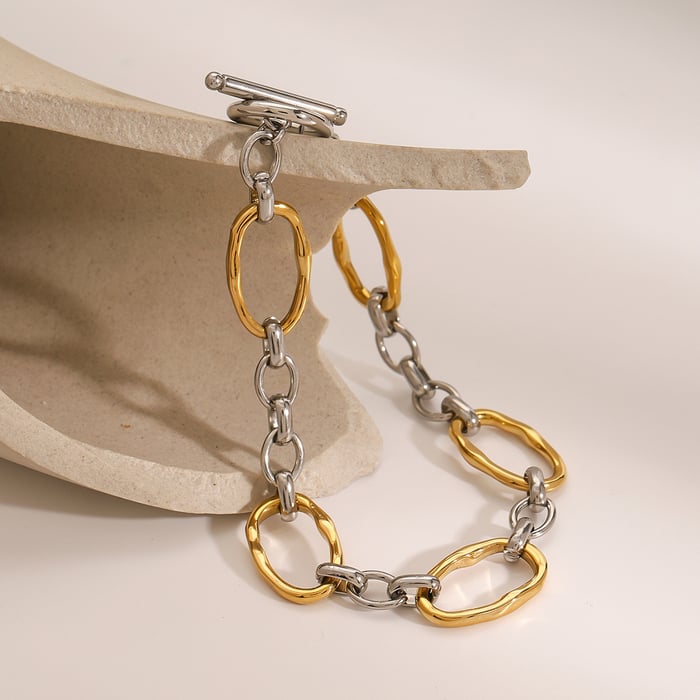 1 piece simple series simple annular stainless steel  gold plated women chain bracelets h5Picture6