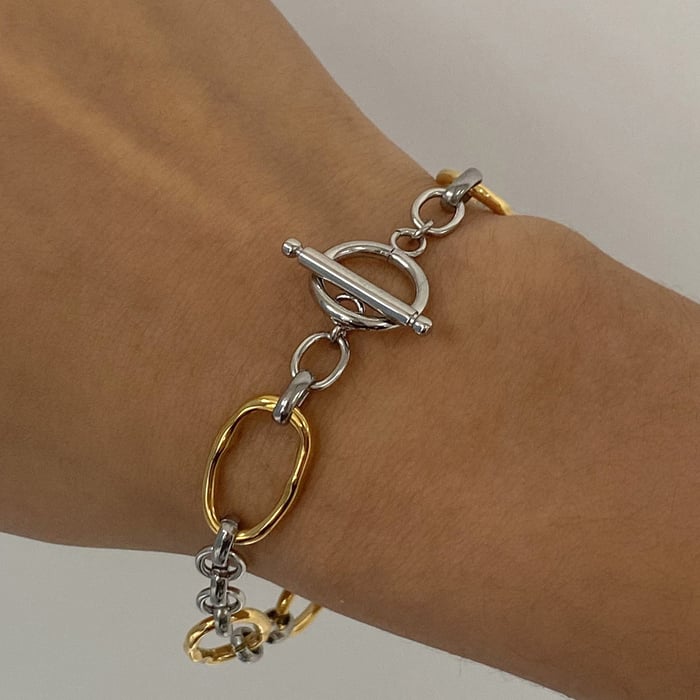 1 piece simple series simple annular stainless steel  gold plated women chain bracelets h5Picture7
