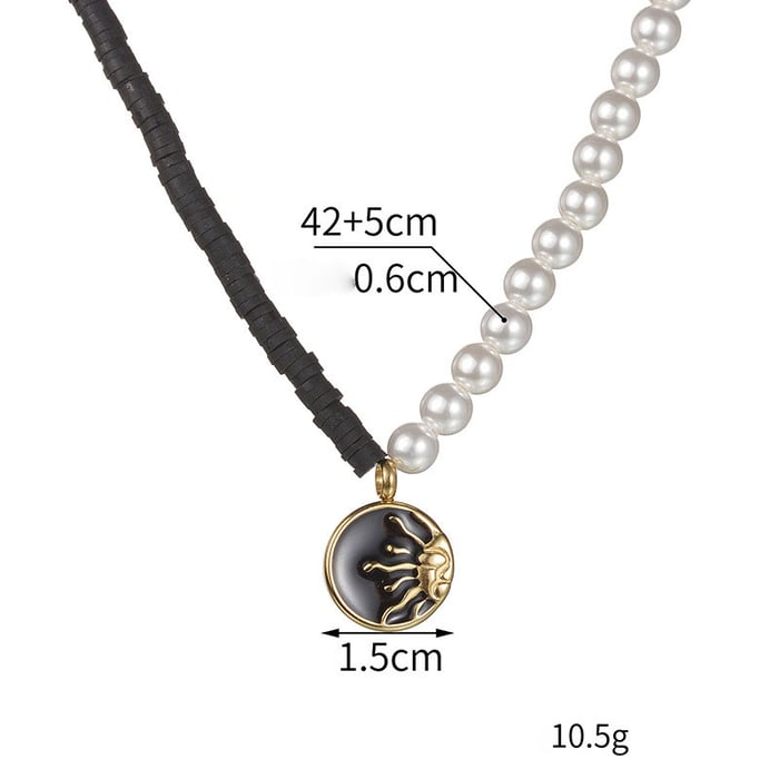 1 Stück Simple Series Tägliche gemischte Farbe Edelstahl Damen Anhänger Halsketten h5Bild7