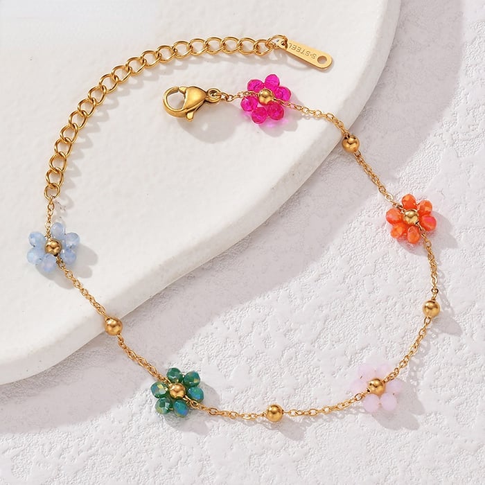 1 Stück Simple Series Sweet Flower Edelstahl Damen Kettenarmbänder h5Bild2