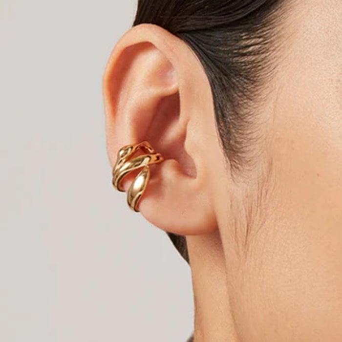 1 Pair Stylish Series Classic Irregular Shape Stainless Steel Gold Color Women's Clip-on Earrings h5Picture6
