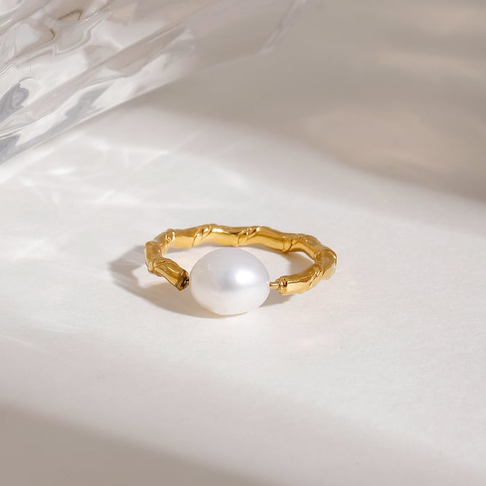1 Paar Romantische Serie Elegante Linie Edelstahl Goldfarben plattiert Damen Einzelringe Bild7