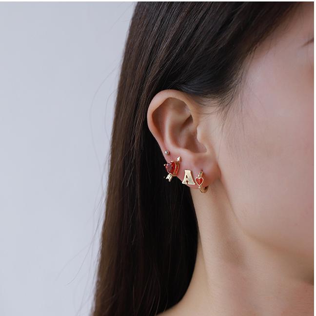 1 Set Romantic Series Fashionable Heart Shape Gold Color Alloy Lightweight Women's Earrings Set h5Picture6