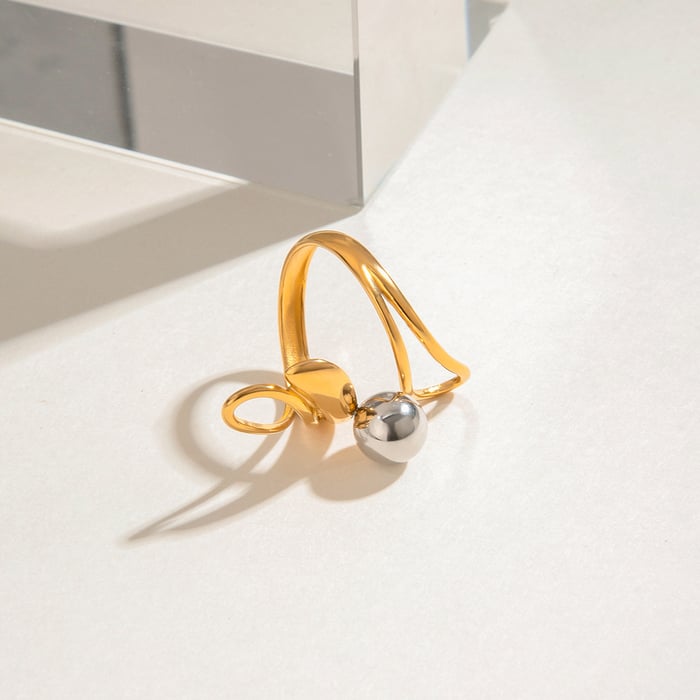 1 Paar Luxuriöse Serie Classic Line Edelstahl vergoldete Einzelringe für Damen Bild8