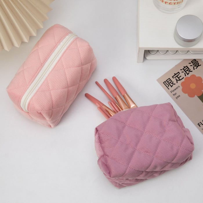 1 Piece Simple Series Plaid Portable Large Capacity Toiletry Women's Cosmetic Bags h5Picture4