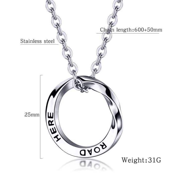 1 Piece Classic Mobius Strip Stainless Steel Men's Chain Necklaces h5Picture8
