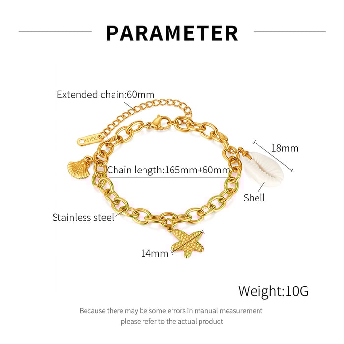 1 Stück Simple Series Daily Turtle Edelstahl Goldfarben Damen Charm Armbänder h5Bild6