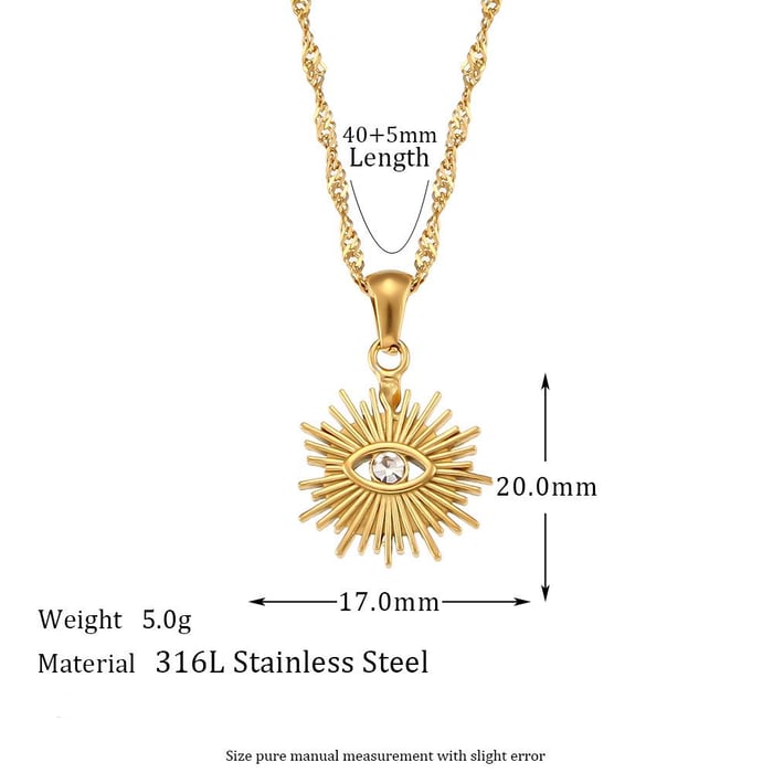 1 Stück Luxuriöse Serie Retro Eye Edelstahl Gold Farbe Damen Anhänger Halsketten h5Bild8