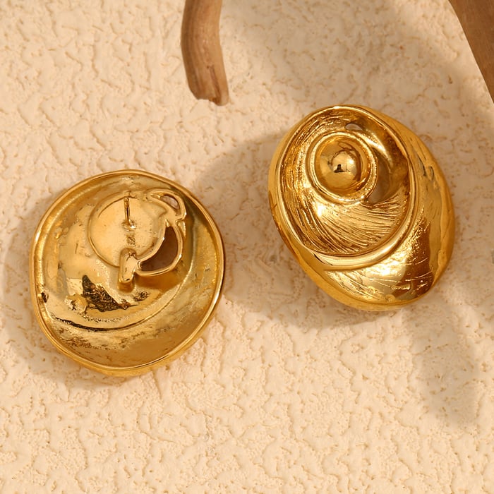 1 Pair Classic Series Retro Geometric Stainless Steel   Gold Color  Women's Stud Earrings h5Picture7