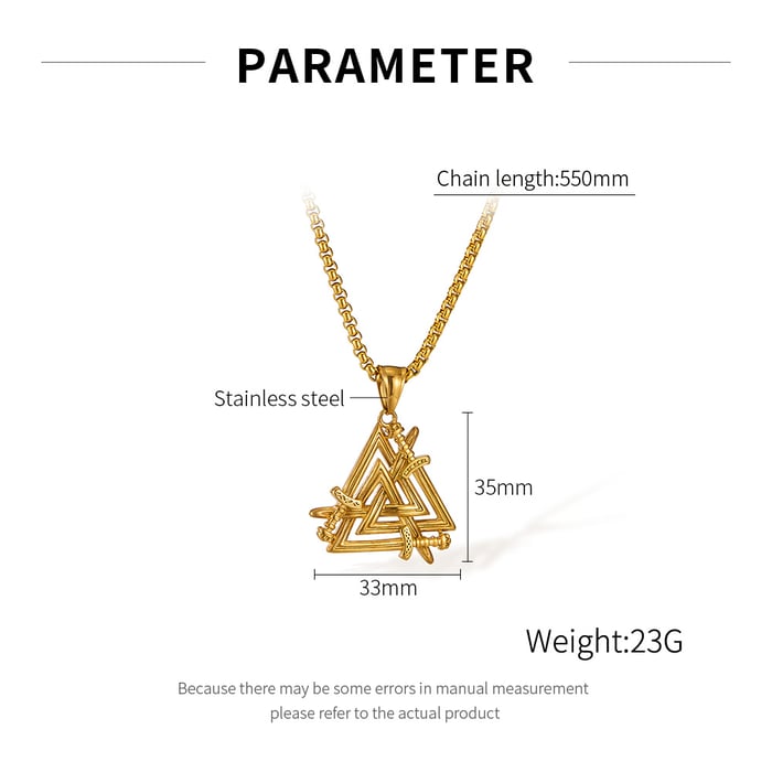 1 Piece Designable Triangle Stainless Steel Men's Pendant Necklaces h5Picture7