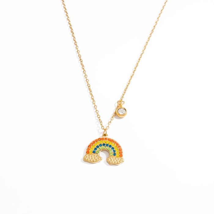 1 Piece Romantic Series Cute Plant Stainless Steel   Gold Color  Women's Pendant Necklaces h5Picture10