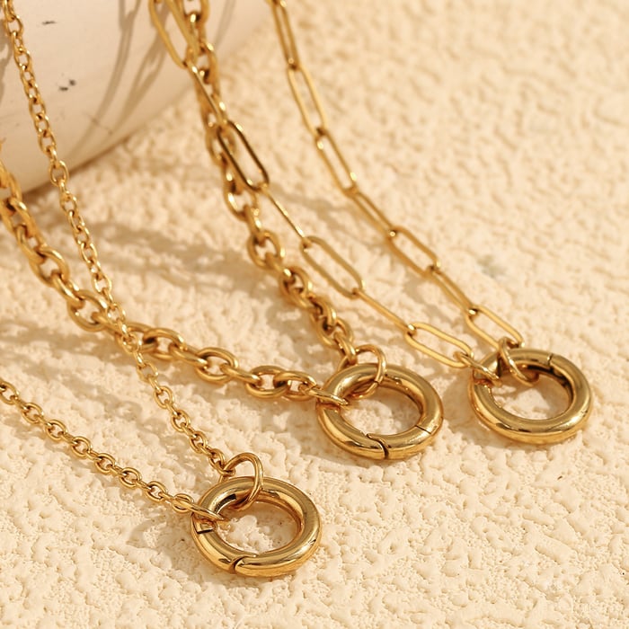 1 Stück Simple Series Tägliche einfarbige Edelstahl-Goldfarbene Damen-Anhängerketten h5Bild5
