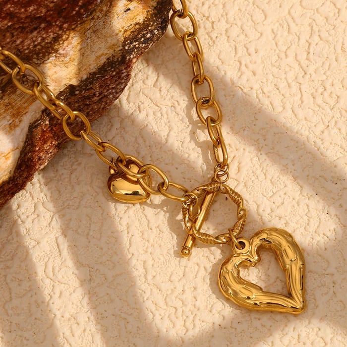 1 Piece Romantic Series Elegant Love/Heart Shape Stainless Steel   Gold Color  Women's Pendant Necklaces h5Picture5