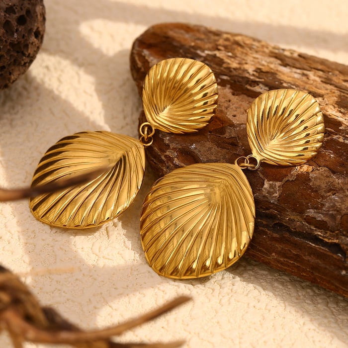 1 Paar Luxuriöse Serie Natürliche Schildkröte Edelstahl Gold Farbe Damen Tropfen Ohrringe Bild5