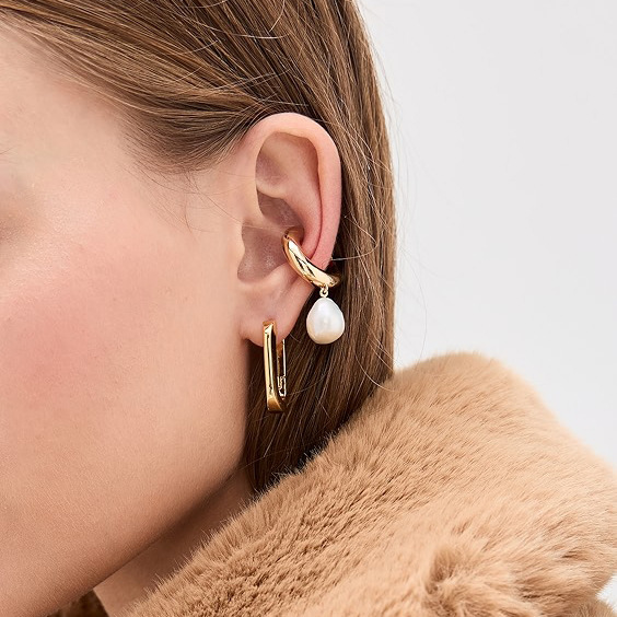 1 paar klassische serie  runde edelstahl gold farbe damen clip-on ohrringe Bild8
