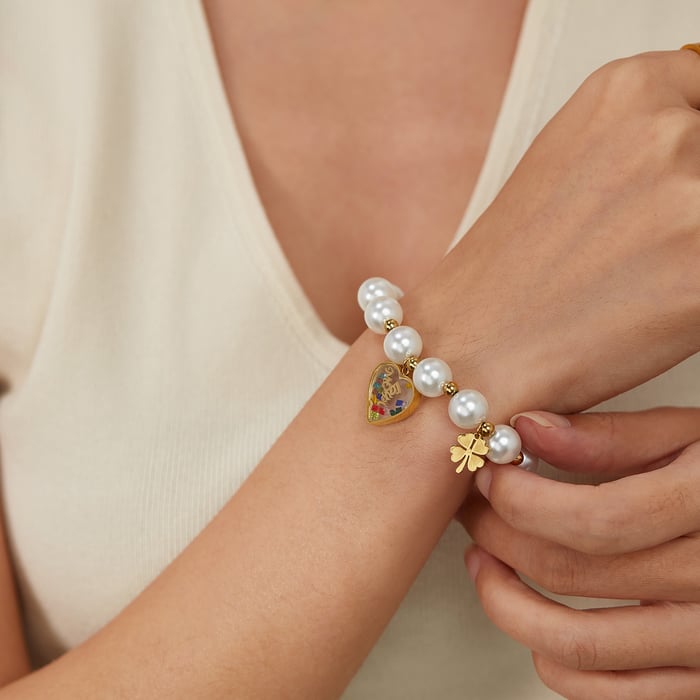 1 Stück Simple Series Daily Heart Edelstahl Goldfarben Damen Charm Armbänder h5Bild7