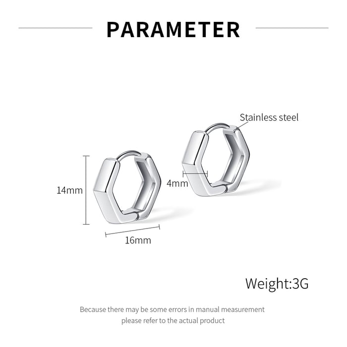 1 Paar minimalistische sechseckige Ohrstecker aus Edelstahl für Herren h5Bild6