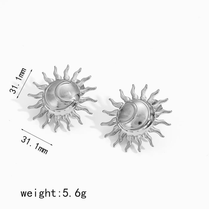 1 Pair Charming Series Delicate Sun Shape Stainless Steel Gold Color Women's Earrings Set h5Picture8