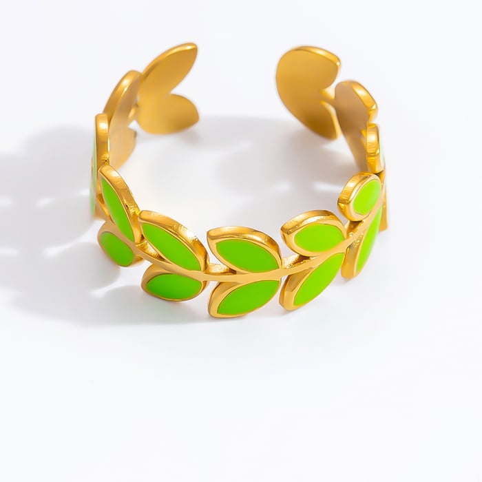 1 Stück Romantische Serie Natürliche Pflanze Edelstahl Gold Farbe Damen verstellbare Ringe h5Bild8