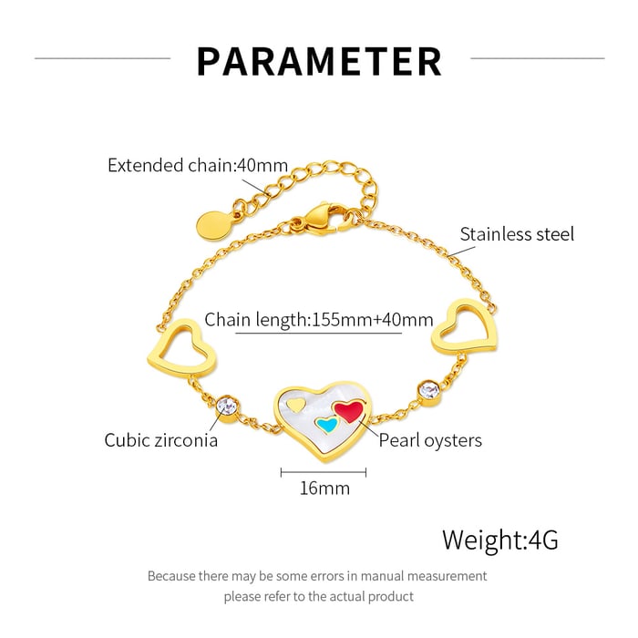 1 Stück Simple Series Daily Heart Edelstahl Goldfarben Damen Kettenarmbänder h5Bild8