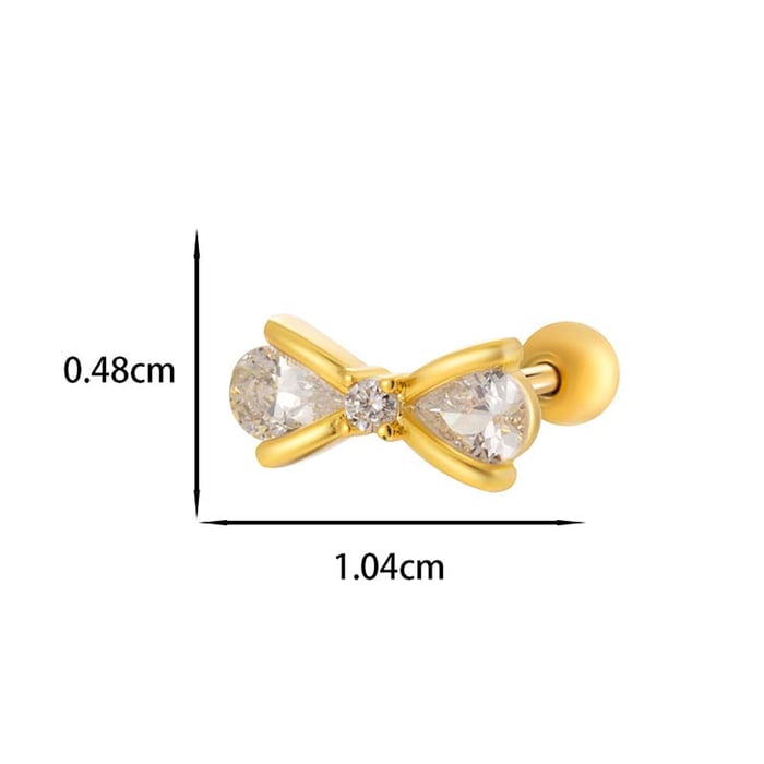 1 Piece Shinning Bow Knot Titanium Steel Zircon Women's Stud Earrings h5Picture2