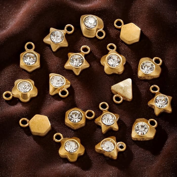 1 paio di pendenti da donna con zirconi placcati in oro , serie semplice, cuore semplice h5Immagine5
