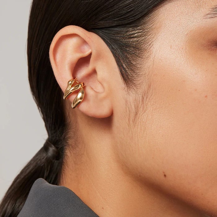 1 Pair Stylish Series Classic Irregular Shape Stainless Steel Gold Color Women's Clip-on Earrings h5Picture5
