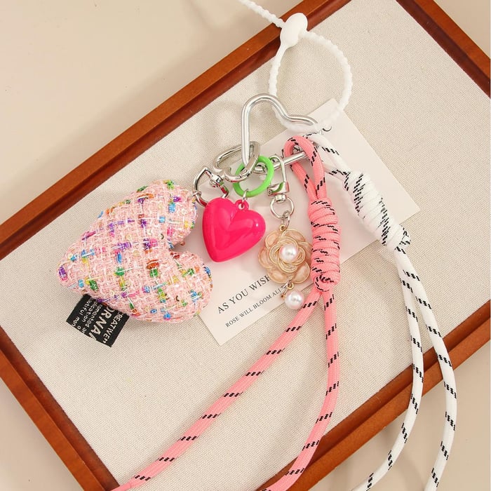 1 Piece Stylish Series Elegant Plaid Heart Shape Garniture Rayon Women's Bag Charms h5Picture8