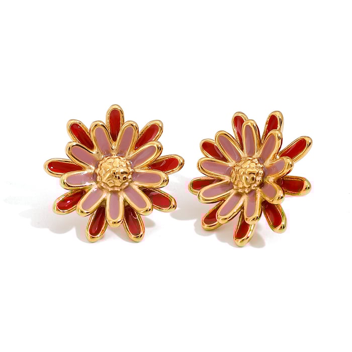 1 paar luxuriöse serie style daisy edelstahl gold farbe damen ohrstecker h5Bild6
