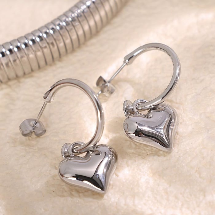 1 Pair Romantic Series Sweet Heart Titanium Steel   Gold Color  Women's Drop Earrings h5Picture6