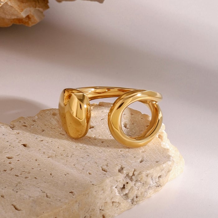 1 Stück einfarbiger minimalistischer Ring aus Edelstahl in Goldfarbe h5Bild3
