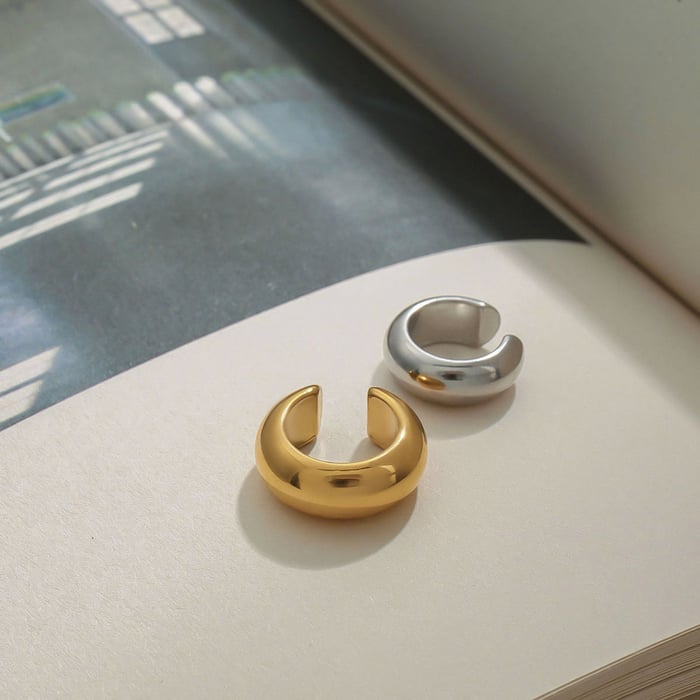 1 pair  style annular delicate stainless steel gold & silver color women's clip-on earrings h5Picture4