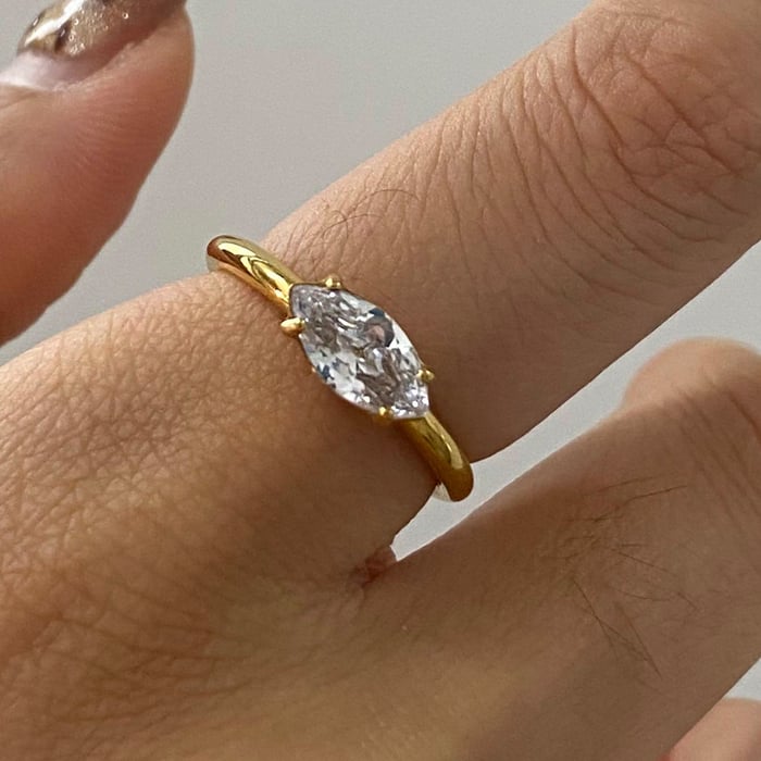 1 stück luxuriöse serie  style oval edelstahl gold farbe damen ring sets Bild5