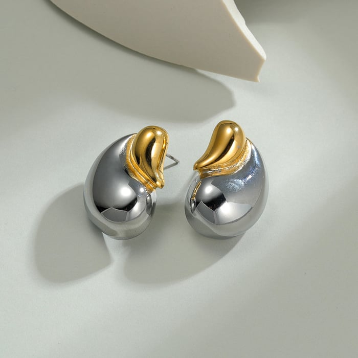 1 Paar Simple Series Casual Droplet Edelstahl 14K vergoldet Damen Ohrstecker h5Bild4