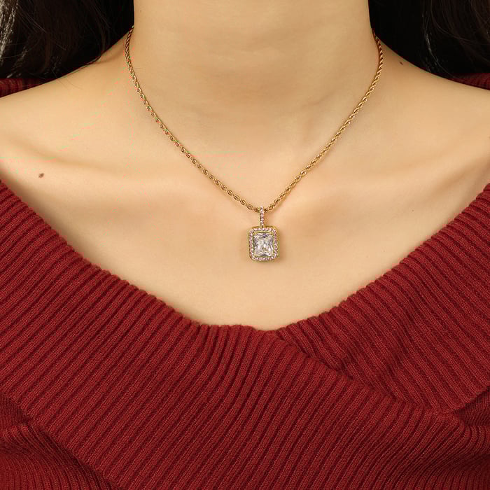 1 Piece Luxurious Series Daily Geometric Titanium Steel   Gold Color  Women's Pendant Necklaces h5Picture5