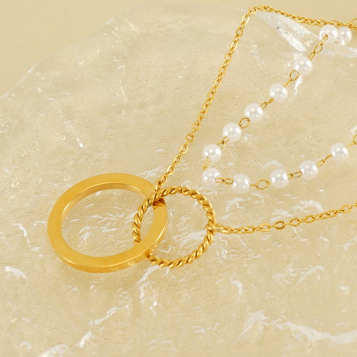 1 Piece Simple Series Love Annular Stainless Gold Color Women's Pendant Necklace h5Picture5