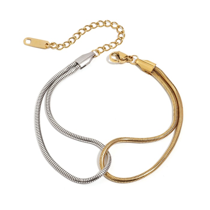 1 piece simple series daily round stainless steel  gold plated women chain bracelets h5Picture6
