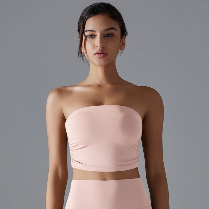1 Piece Design Solid Color Yoga Wear Top Ruched Sheath Women's Sport Clothing h5Picture6
