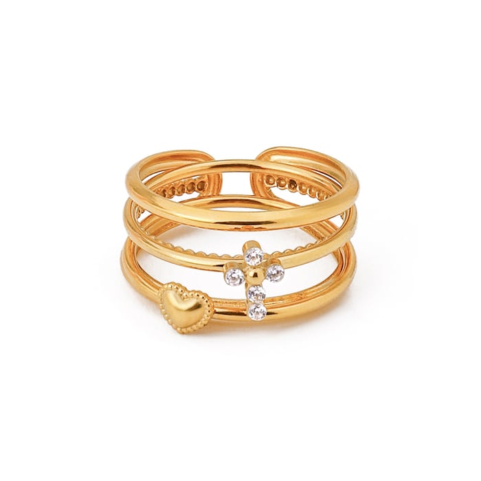 Ensemble de bagues pour femme en acier inoxydable couleur or, série luxueuse Ins Style Cross h5Image10