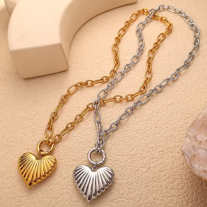 1 Piece Romantic Series Sweet Heart Titanium Steel   Gold Color  Women's Pendant Necklaces h5Picture3