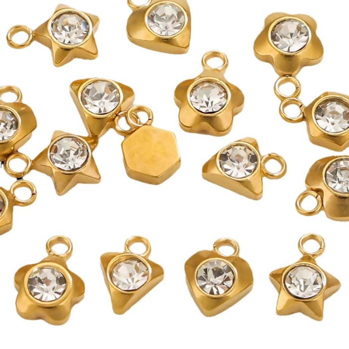 1 paio di pendenti da donna con zirconi placcati in oro , serie semplice, cuore semplice h5Immagine6
