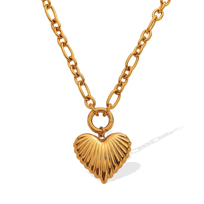 1 Piece Romantic Series Sweet Heart Titanium Steel   Gold Color  Women's Pendant Necklaces h5Picture6
