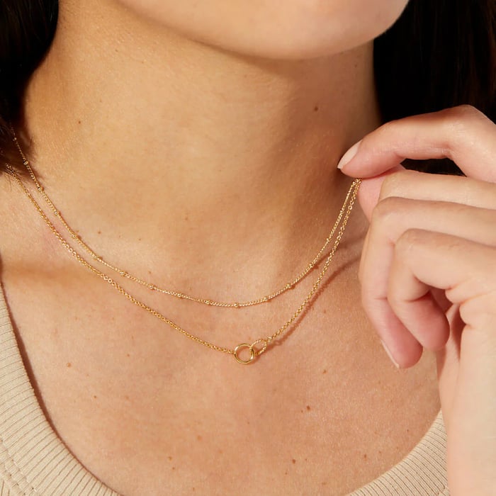 1 Stück Simple Series Einfache ringförmige Edelstahl 18 Karat vergoldete Damen-Mehrfachketten h5Bild5