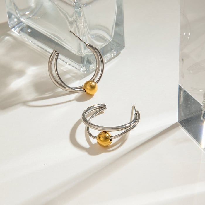 1 paar einfache serie style ringförmige creolen aus edelstahl in goldfarbe für damen h5Bild8