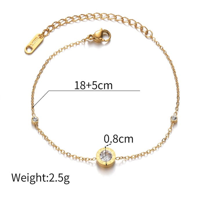 1 Stück Simple Series Casual Geometric Edelstahl 18 Karat vergoldet Unisex Charm Armbänder h5Bild3