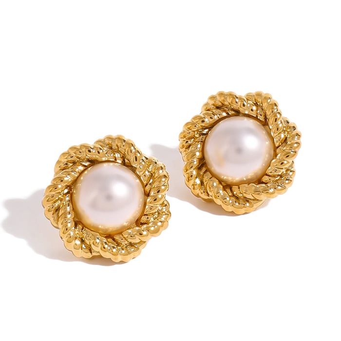 1 paar klassische serie elegante blume edelstahl  vergoldet damen ohrstecker Bild5